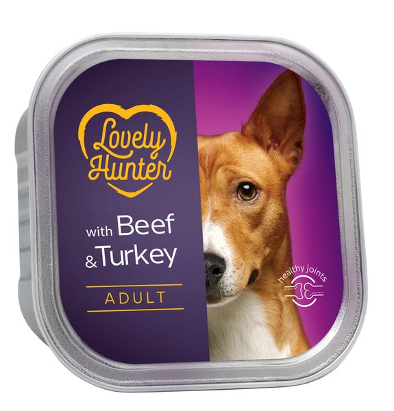 Вологий корм для дорослих собак з яловичиною та індичкою Lovely Hunter Adult Beef and Turkey 150 г
