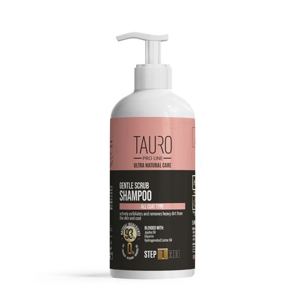 Делікатний шампунь-скраб для шерсті та шкіри собак та котів TAURO PRO LINE Ultra Natural Care Gentle Scrub Shampoo, 1000 мл