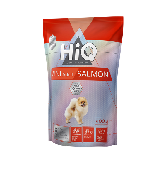Сухий корм для дорослих собак малих порід HiQ Mini Adult Salmon 400g