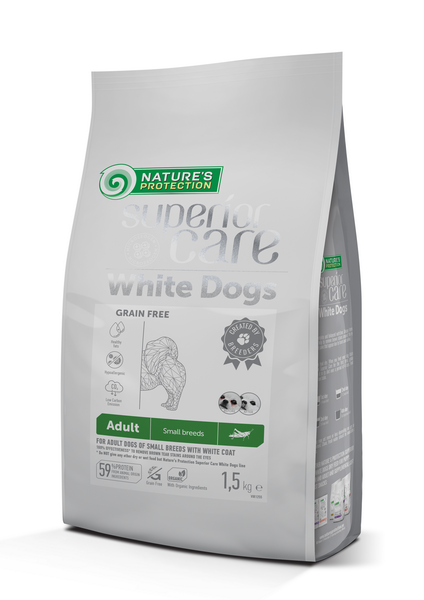 Сухий беззерновий корм для дорослих собак малих порід з білою шерстю Superior Care White Dogs Grain Free with Insect Adult Small Breeds 1.5кг