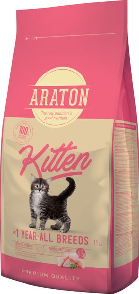 Полноценный сухой корм для котят ARATON Kitten 15кг